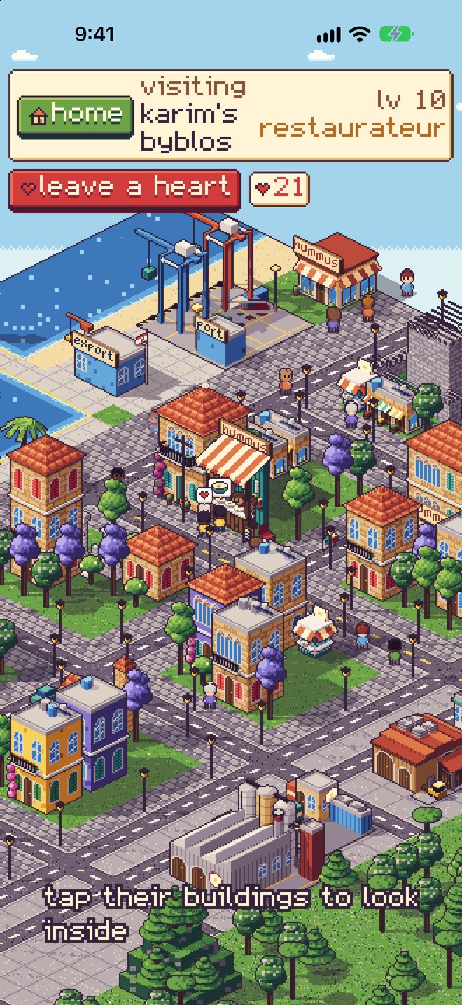Visiting a friend's village and leaving a heart